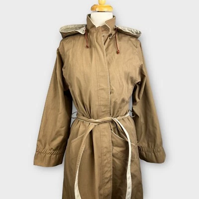 Gabardina vintage de lona para mujer Rain Shedder con capucha Ken Meritt talla 13/14 con cinturón Foto 1 de 4