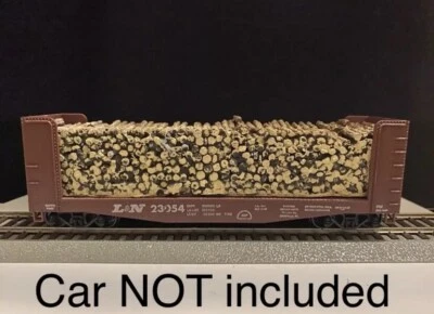 HO Scale Wood Load For Athearn 40’ Pulpwood Bulkhead Flat Car CAR NOT INCLUDED - Image 1 of 3