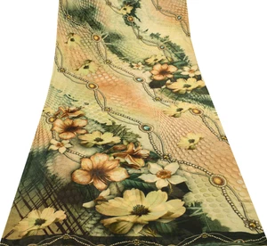 Sushila Vintage Branded Scrap Saree Georgette Silk Digital Printed Sari Fabric - Picture 1 of 13