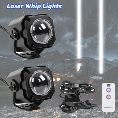 Para JOHN DEER Gator TE XUX 2x Láser RGB LED Luz Látigo Antena Sin Látigo Control Remoto Foto 1 de 4