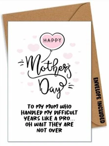 FUNNY MOTHER'S DAY BIRTHDAY CHRISTMAS Card Rude Mum Mummy Step mum parent AHB - Picture 1 of 1