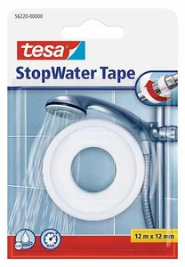 Stop Water Tape tesa Powerbond PTFE Plumbing Repair tape, 12 m x 12 mm - White - Picture 1 of 13