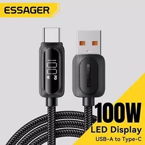 100w Super Fast USB Type-C Cable 3 m Charging Lead Phone Charger with Display - Picture 1 of 10