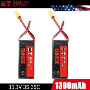 2X BTLIPO 1300mAh 35C 3S Lipo Battery 11.1V For RC Helicopter FPV Drone XT60 - Picture 1 of 6