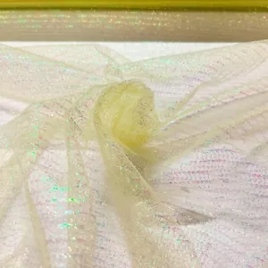 Tüll Grob Gelb Lurexfaden Chrome Schimmer Karneval Bekleidung Kostüm Deko Stoff - Bild 1 von 8
