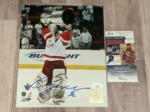 Archivo fotográfico firmado por JSA Chris Osgood 8x10 certificado de autenticidad 2008 Stanley Cup Detroit alas rojas - Imagen 1 de 3