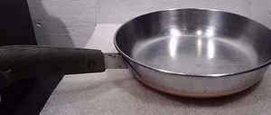 VINTAGE STAINLESS STEEL COPPER BOTTOM REVERE WARE OPEN 8" FRY PAN - Picture 1 of 6