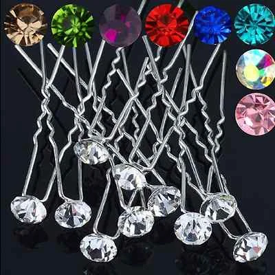 Set 10 Haarnadeln Strass Hochzeit Kommunion Haarschmuck Kristall Hair Pin FARBEN - Bild 1 von 4