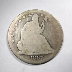 1867-S Silver Seated Liberty Half Dollar AG Coin AQ634 - Picture 1 of 3