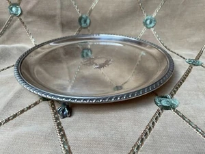 Hallmarked 10.75" Round Silverplate Salver Tray Ball Claw Feet - Picture 1 of 9