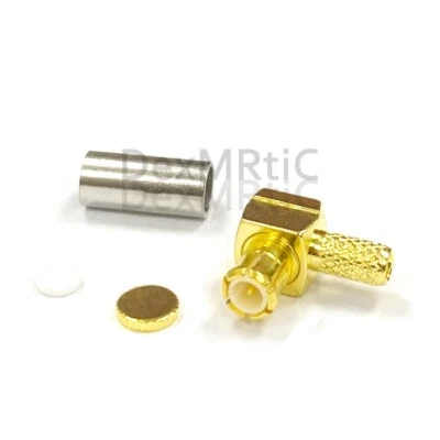 2pcs MCX plug male crimp RF connector right angle for RG316 RG174 goldplated NEW - Image 1 of 4
