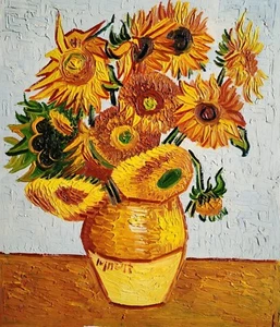 Sonnenblume, #SCVS-2, 24x20, handgemaltes Ölgemälde Reproduktion von Van Gogh - Bild 1 von 5