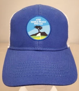 AT&T Pebble Beach Pro Am Mesh Snapback Hat Adjustable Blue White Golf Cap - Picture 1 of 9