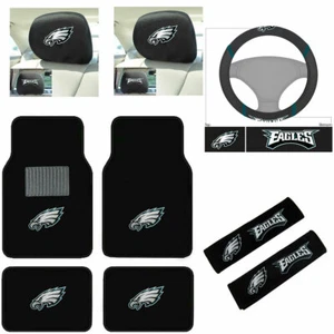 NEW 9PC NFL Philadelphia Eagles Car Truck Floor Mats Steering Wheel Cover & MORE - Picture 1 of 11