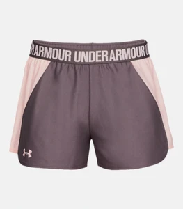 Under Armour Women's UA Play Up 2.0 Shorts Ash Taupe / Orange Dream XS. - Picture 1 of 4
