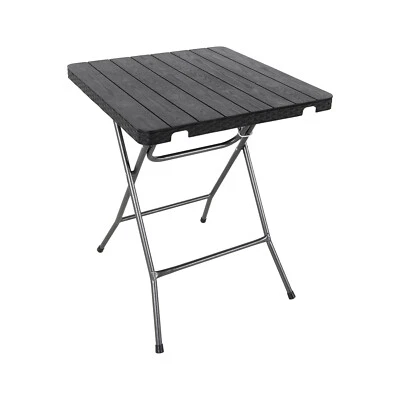 Bistrotisch Gartentisch Klapptisch Kunststoff Holz-Rattan Optik schwarz - Bild 1 von 2