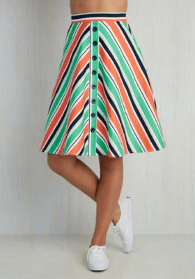 NWT Modcloth "With Books to Match Skirt in Chevron", Striped, A-Line, S, $55  - Image 1 of 4