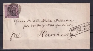 GERMANY BADEN 1850s No 4 on cover Heidelberg to Hamburg / Interesting !! - Picture 1 of 2