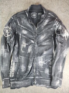 Mens Affliction XL Live Fast Black Premium Y2K Full Zip Sweatshirt Jacket - Picture 1 of 9