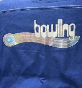 1970s GLITTER SPARKLE BOWLING VTG T-SHIRT RETRO DISCO MOD POP ART BOWLER TEAM - Picture 1 of 8