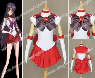 Sailor Moon Cosplay Sailor Mars Rei Hino Costume Anime Halloween Sweet Red Dress - Image 1 of 4
