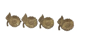 Juego de 4 servilleteros de latón con flores de metal - Imagen 1 de 9