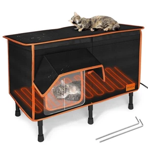 Heated Outdoor Cat House for Outside Winter 100% Waterproof Oxford Tarpaulin ... - Picture 1 of 8