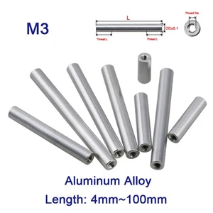 M3 Aluminium Round Threaded Sleeve Standoff Spacers Long Nuts Connector - Picture 1 of 11