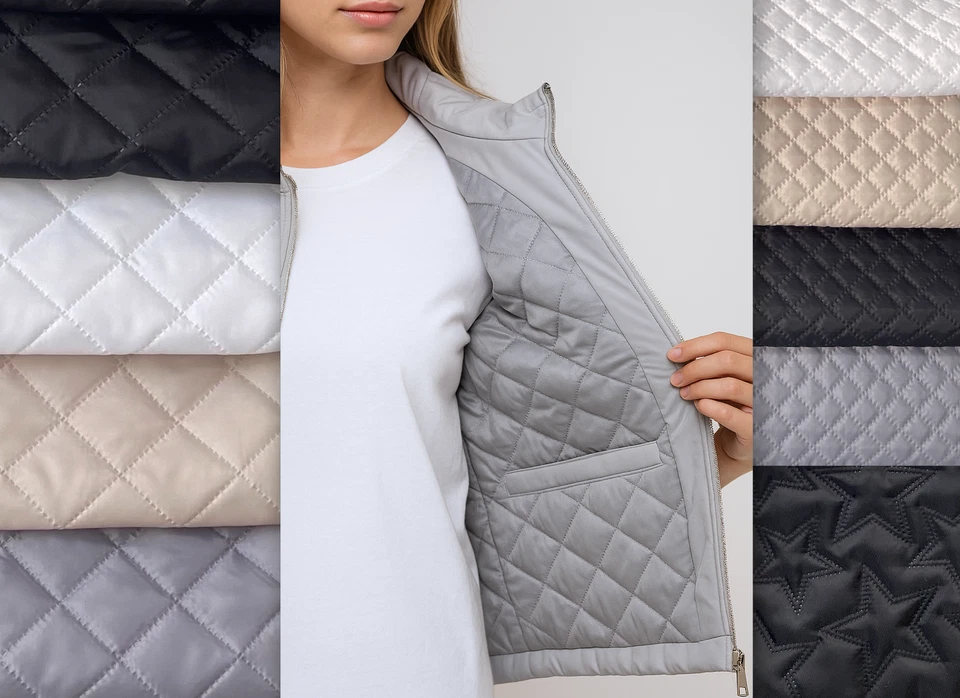 10m Steppfutter Raute 2x2 5x5 Sterne Jackenstoff Futterstoff Steppjacke Gesteppt - Bild 1 von 4