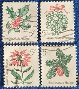 US Stamps 1964 Christmas Plants Set Of 4 Off Paper Used 5 cent #1254-1257 - Picture 1 of 1