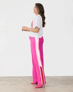 Pantalón GSTQ Lateral Rayas Pierna Ancha Rosa Knockout NUEVO NUEVO CON ETIQUETAS - Imagen 1 de 13