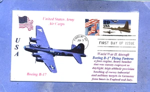 3142 B-17 FLYING FORTRESS Boeing Bomber, Color Photo Flag First Day, B-17 Stamp - Picture 1 of 1