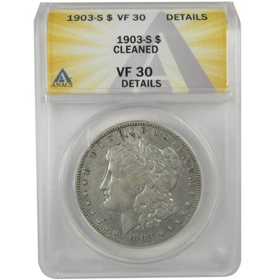 1903 S Morgan Dollar VF 30 Details ANACS Silver $1 Coin SKU:I21756 - Image 1 of 4