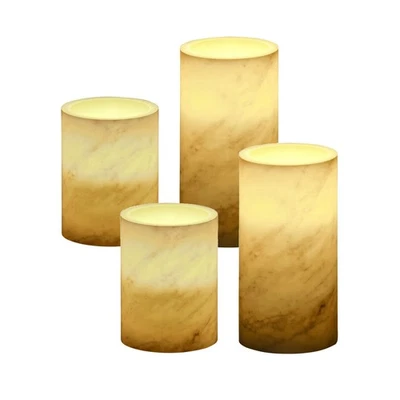 4 x LED Wachskerzen Marmor warmweiß für 3 x AAA Batterien Advent Weihnachten - Bild 1 von 4