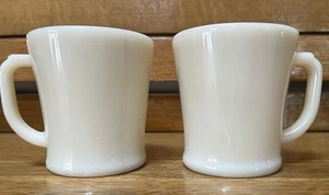 Vintage 1950’s 60’s Fire King D Handle Off White Milk Glass Mugs Set of 2 - Picture 1 of 9