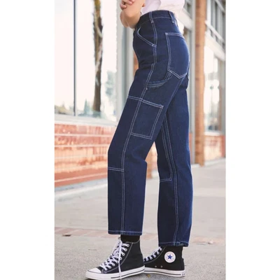 Jeans carpinteiro John Galt Brandy Melville feminino pequeno Ariana cintura alta - Imagem 1 de 4