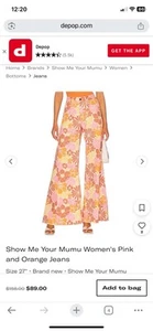 Pantalones Show Me Your Mumu Windsor Pierna Ancha Talla 24 Retro Jardín Nuevos con Etiquetas - Imagen 1 de 12