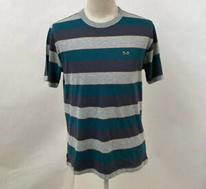 Dark Seas Knit T-Shirt Lupin Heather Grey/Navy Blue/Teal Size L NWT