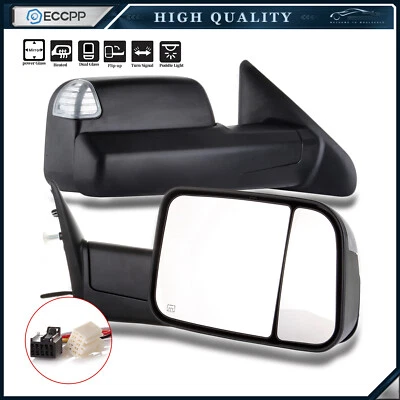 Espejos retrovisores de remolque para 09-17 Dodge Ram 1500 3500 potencia señal térmica luz sensor de temperatura Foto 1 de 4