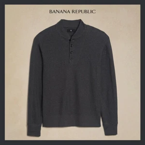 NWT - Banana Republic Mens Charcoal Gray Double-Knit Utility Popover Sz M-XL $90 - Picture 1 of 7