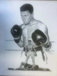 Muhammad Ali 24 x 20 Zoll schwarzweiß Lithographie Robert Simon Kunst - Bild 1 von 1