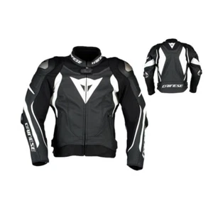 MotoGP Motorcycle Racing Leather Jacket Black/White Jacket Medium Size - Picture 1 of 8