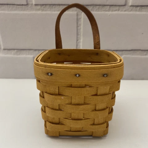Vintage 2000 Longaberger Small Hanging Basket Leather Hook Strap USA Farmhouse Cover