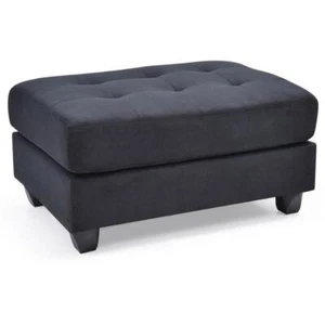 Maklaine Contemporary styled Microsuede Ottoman in Black Finish - Picture 1 of 5