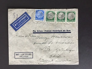 D DEUTSCHLAND 1937 LUFT FRANKREICH FLUGBRIEF "SANTO DUMONT" NACH CHILE - Bild 1 von 2