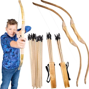 Wooden Bow & Arrow Set for Kids, Archery Set for Boys Girls Youth, Kids Bow & - Picture 1 of 12