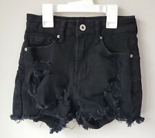 Women's High-Rise Jean Shorts Curvy Distressed Denim Black Size 0/24