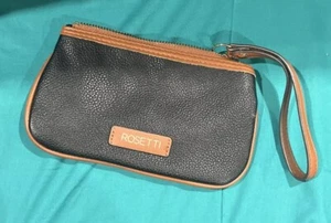 Small Rosetti Money Clutch Bag Tote Storge 7.5x4.5 Wallet Black Brown Trim - Picture 1 of 4