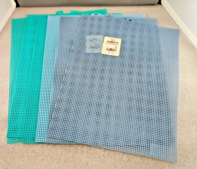Lot of 6 Plastic Canvas Mesh Sheets Blue Colors by Darice Mesh Size 10.5 X 13.5 - Image 1 of 4