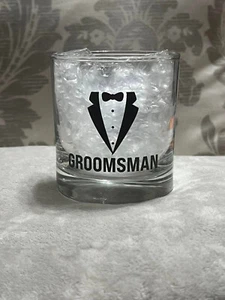 Esmoquin Cristar Groomsmam boda soltero padrino regalo vaso de whisky: 10,5 oz - Imagen 1 de 4